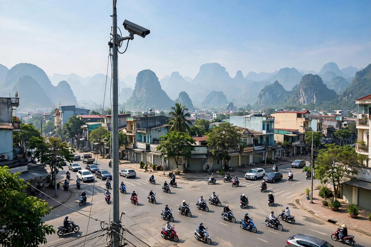 Camera giám sát giao thông tại một ngã tư