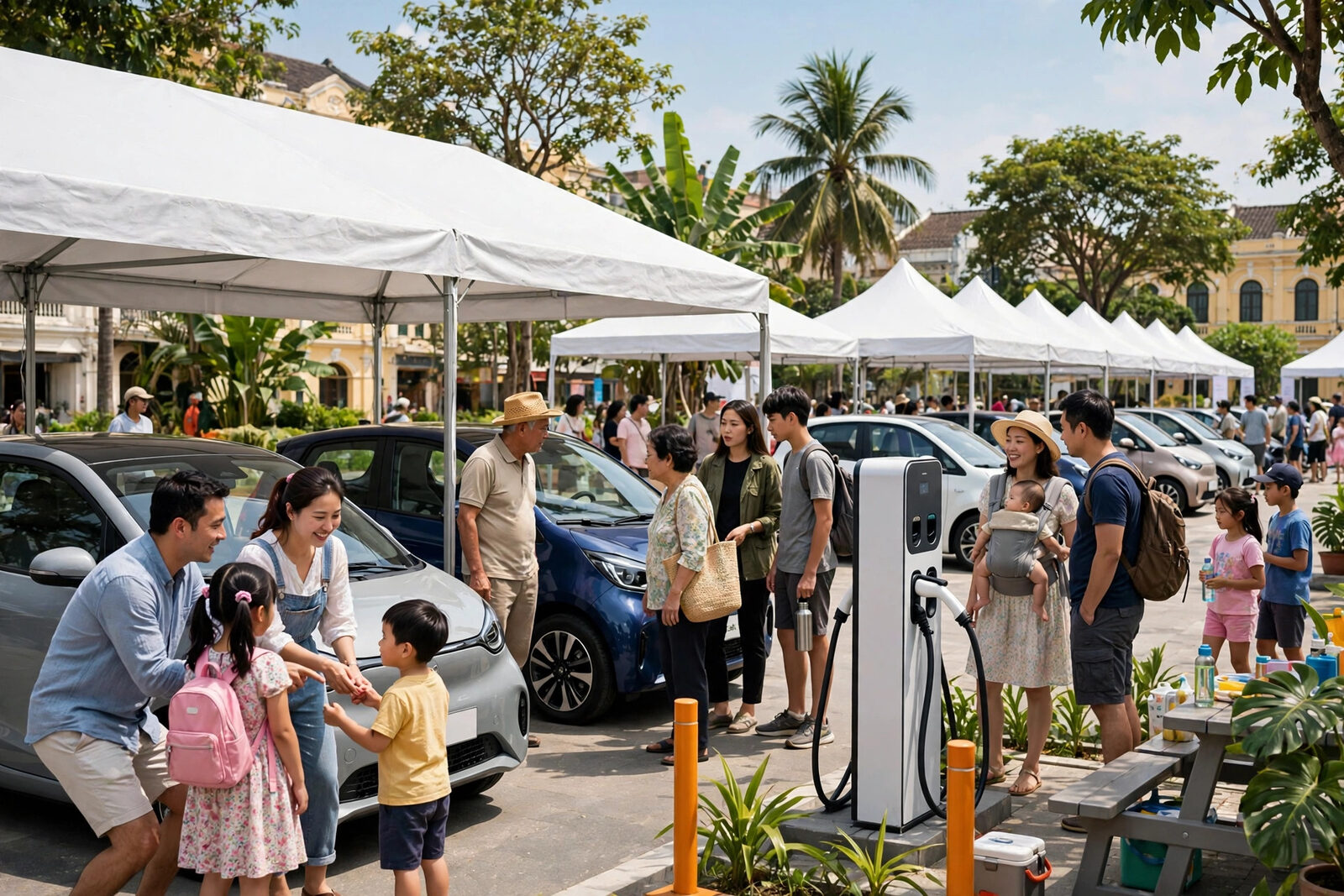 Ảnh minh họa: sự kiện lái thử xe điện ngoài trời, nơi người dùng được cầm lái thật trước khi quyết định đổi xe.